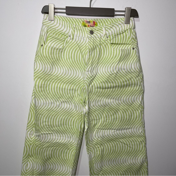 Simons Twik women’s Green psychadelic stripes Straight Leg denim jeans in 29 - Picture 2 of 8